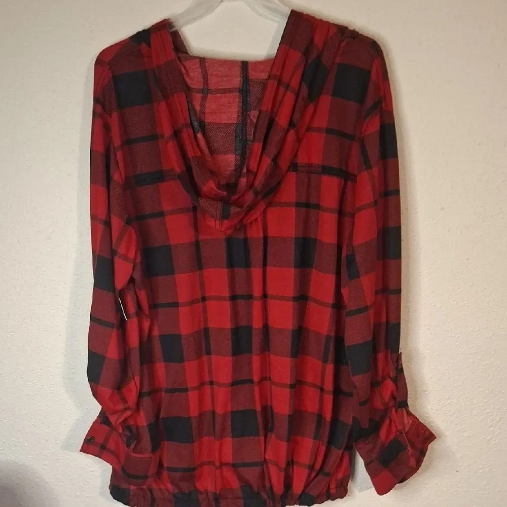 New York Laundry Red and Black Plaid Shirt size 3X NWT
